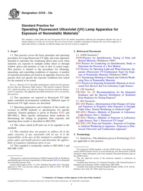 Astm G154 | PDF | Ultraviolet | Fluorescent Lamp