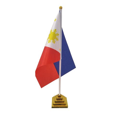 FH14 - Filipino Flag - 12" Tall with Pole & Base