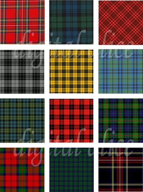 Colorful TARTAN PLAIDS Instant Download Craft Circles Collage Sheet ...