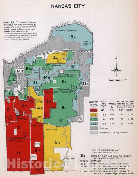 Historic Map : Kansas City. 1932 - Vintage Wall Art - Historic Pictoric