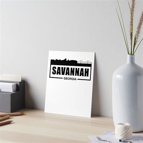 "Savannah Georgia Downtown City Skyline Silhouette " Art Board Print by ...