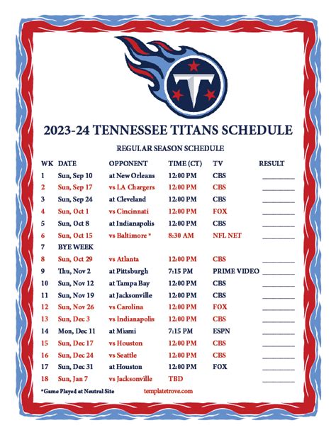 2024 Tennessee Titans Football Schedule - Alisa Belicia