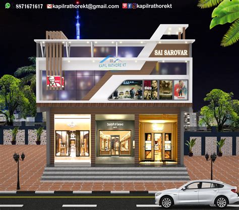 #elevation for commercial complex/showroom design | Commercial design exterior, Architecture ...