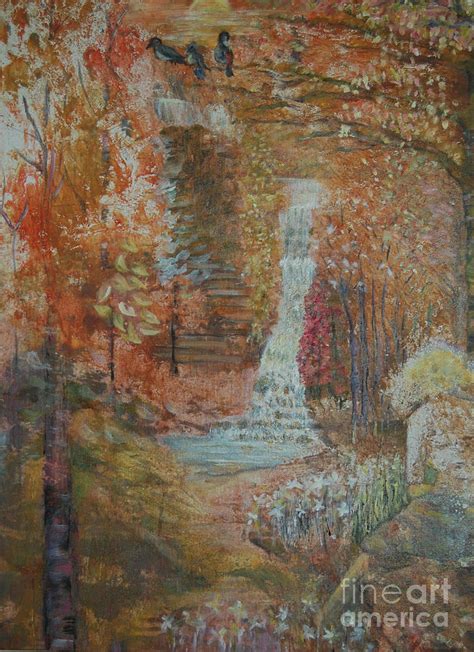 The Autumn Waterfall Painting by Siewsuan Teh - Fine Art America