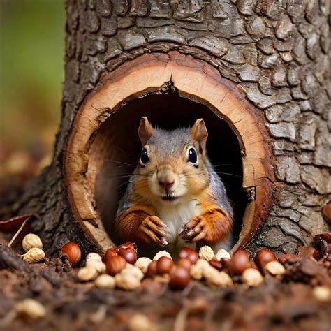 Premium AI Image | Squirrel keeping nuts one by one AI