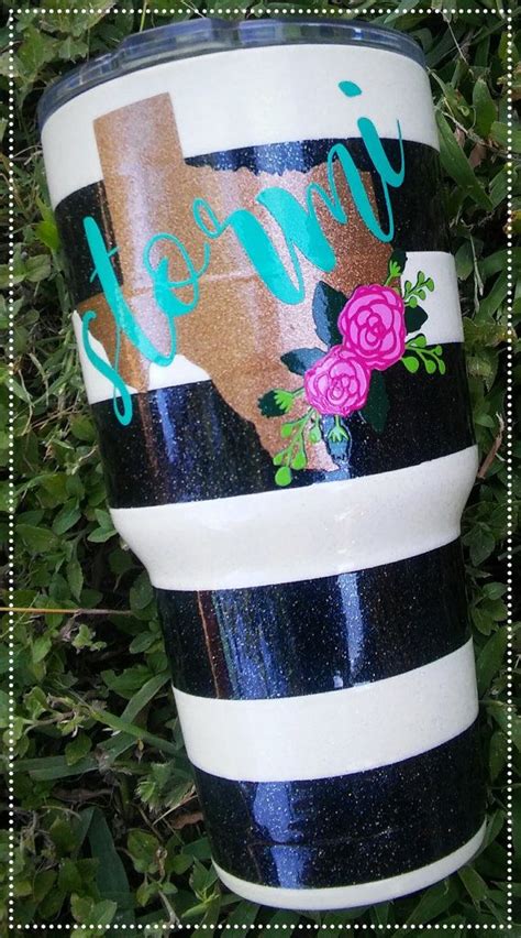 Black & White Striped Texas Yeti | Yeti cup designs, Diy projects gifts ...