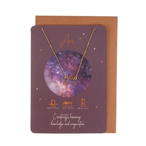 Air Element Zodiac Necklace Card - Something Different Wholesale