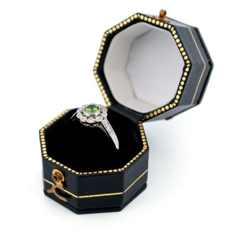 Vintage 0.30ct Demantoid and Diamond Cluster Ring