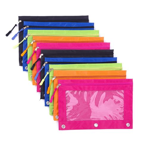 Binder Pencil Pouch with Zipper Pulls, Case Multicolored-10pack | eBay