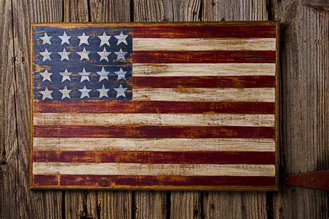 Wooden American Flag On Wood Wall Photograph by Garry Gay