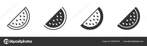 Watermelon Slice Icon Set Vector Illustration Stock Vector by ©burbuzin3 686330478