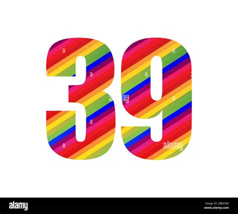 39 Number Rainbow Style Numeral Digit. Colorful Thirty Nine Number Vector Illustration Design ...