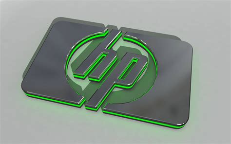 Download Green 3d Metal Hp Laptop Logo Wallpaper | Wallpapers.com