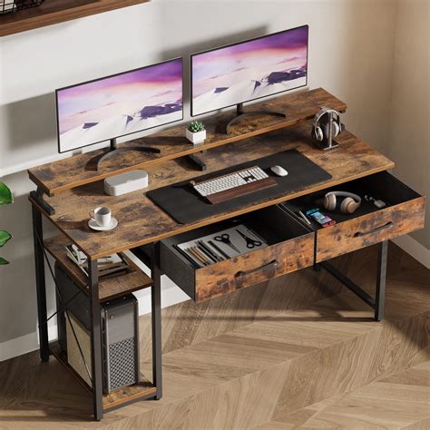 Walmart 48 inch Computer Desk with Drawers, Shelves, Monitor Stand ...