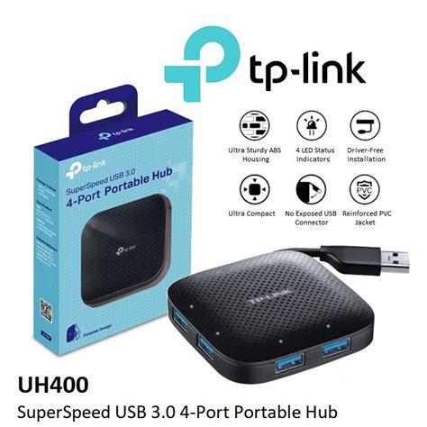 TP-LINK UH400 USB 3.0 4 PORT PORTABLE USB HUB WITH BUILT IN USB ...