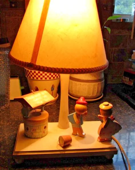 VINTAGE 90'S JACK & Jill Nursery Rhyme Wooden Lamp Nightlight - Works $55.00 - PicClick