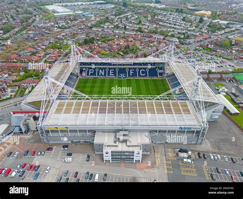 Preston ,Lancashire, United Kingdom. Aerial Image of Deepdale Stadium. Preston North End ...