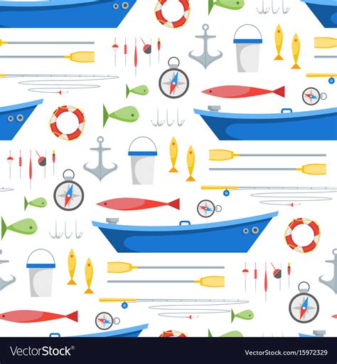 Cartoon fishing background pattern Royalty Free Vector Image