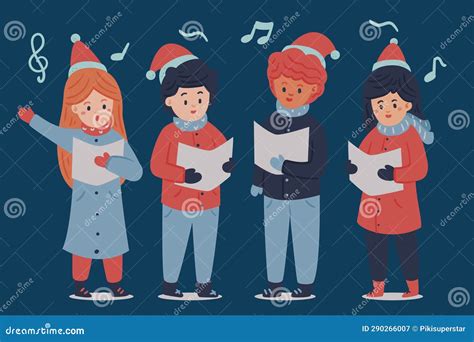 Choir People Singing Christmas Carol Vector Design Illustration Stock ...