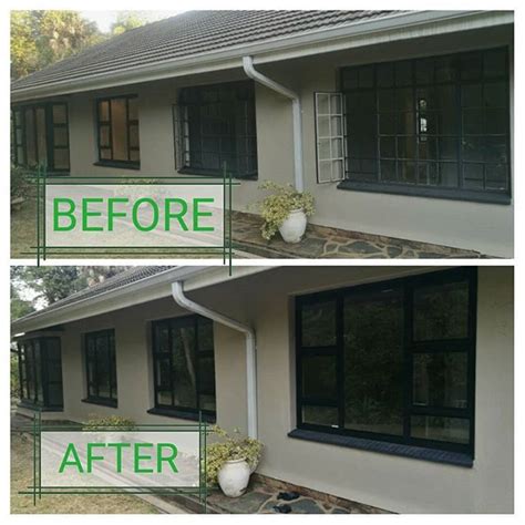 Before and after photos of steel replacement windows. Cottage pane ...