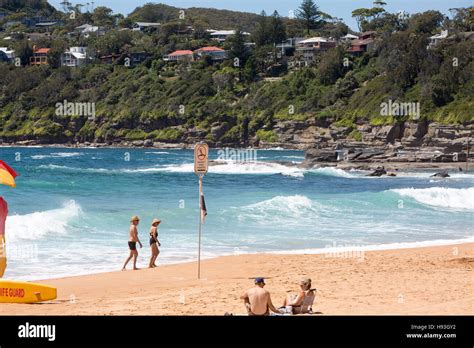 People relaxing on Whale Beach, one of Sydney's famous northern beaches,new south wales ...