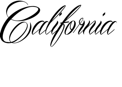 California Tattoo in Mardian Font- maybe add a palm tree at the end ...