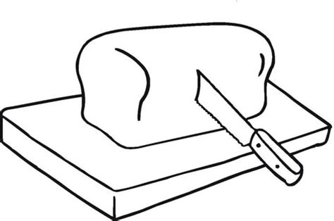 Bread On Cutting Board coloring page | SuperColoring.com