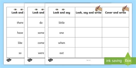 Phase 4 Tricky Words on Writing Practice Worksheets