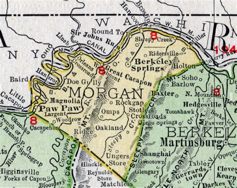 WV-Morgan-County-West-Virginia-1911-map-Rand-McNally-Berkeley-Springs-Paw-Paw-Great-Cacapon