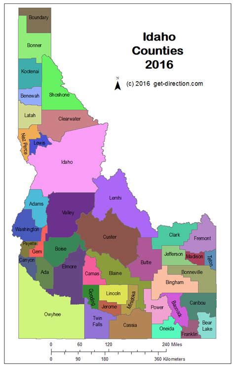 Map of Idaho Counties