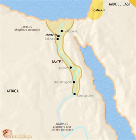 Map showing Ancient Egypt history at the time of the Great Pyramids