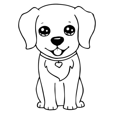 Kids Coloring Pages, Cute Dog Character Vector illustration EPS And ...