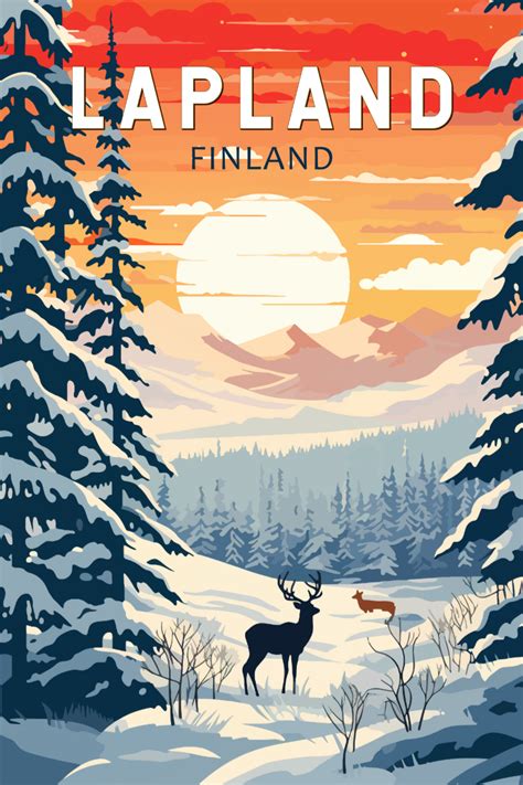 "Lapland Finland Travel Art Vintage" Poster for Sale by KrisSidDesigns ...