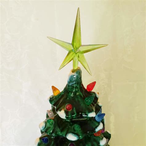 Vintage Large Ceramic Green Flocked Light-up Christmas Tree Aunt Gladys ...