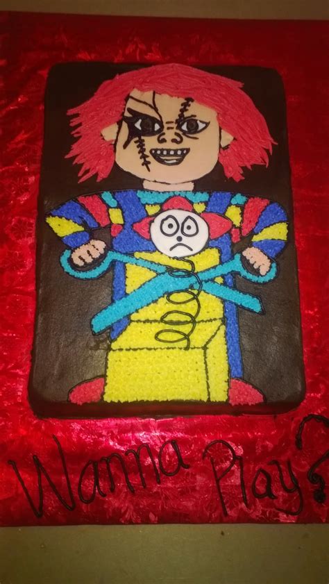 This Was A Cake I Made For My Broher On His Birthdayhalloween Jajaj I Made Him A Chucky Doll ...