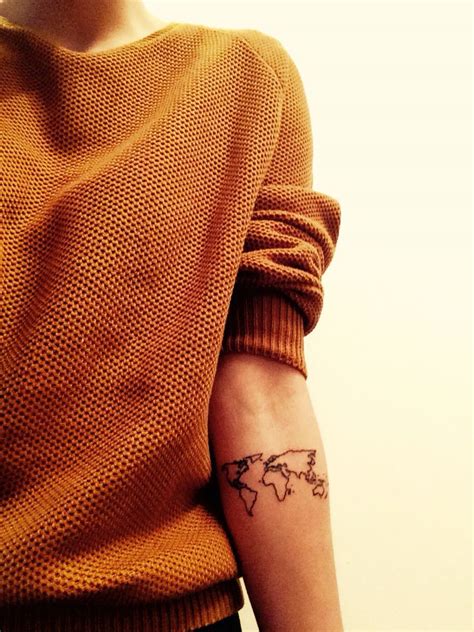 World map contour tattoo | World map tattoos, Map tattoos, Tattoos