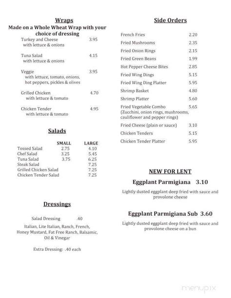 Menu of Sandwich Factory in Austintown, OH 44515