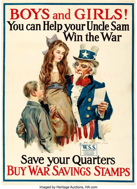 World War I Propaganda by James Montgomery Flagg (1917-1918). Fine+ ...