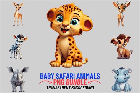 Baby Safari Animals 12 PNG Sublimation Graphic by DigitalCreativeDen ...