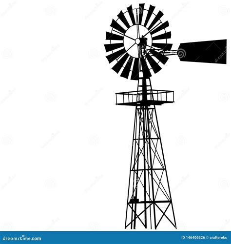 Windmill Vector Illustration by Crafteroks Stock Vector - Illustration ...