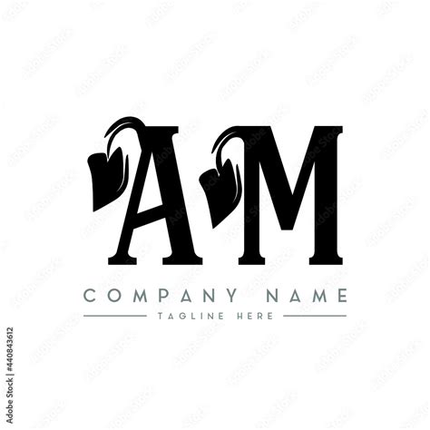 AM letter logo design. AM letter with leaf shape. AM Creative two letter logo. Two letters AM ...