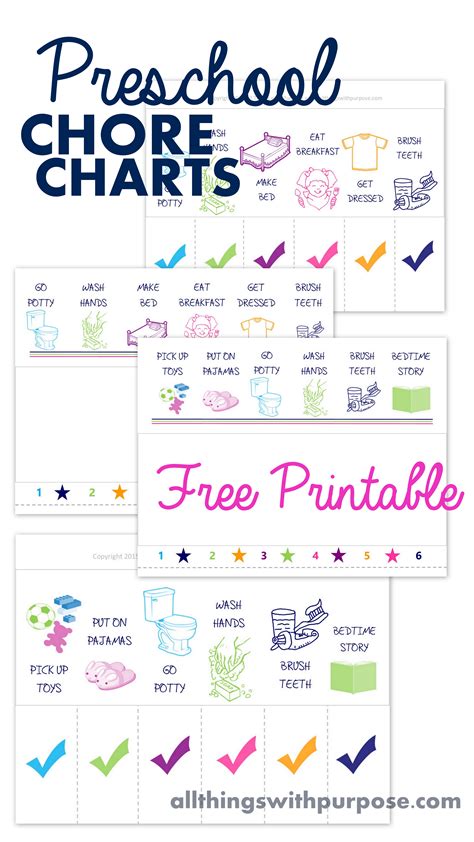 Printable Chore Charts (Preschool Contributor) - Sugar Bee Crafts