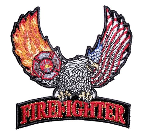 Eagle Wings Firefighter Flames Embroidered Biker Patch Small – Quality ...