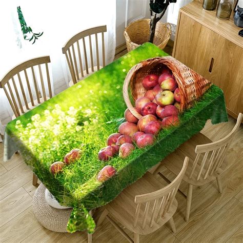 3D Apple Pattern Tablecloth Dustproof Polyester/Cotton Tablecloth ...