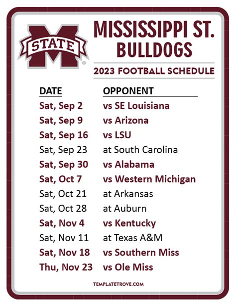 Mississippi State 2024 Football Schedule: Bulldogs Face Tough Test in ...