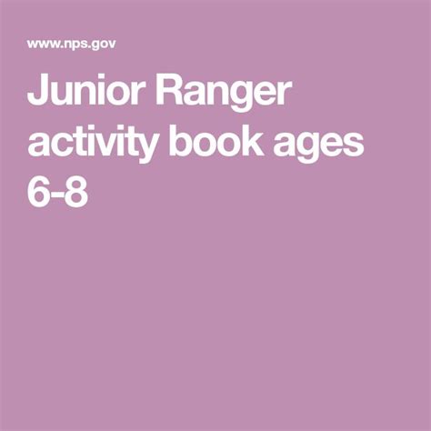 Junior Ranger activity book ages 6-8 | Book activities, Junior, Activities