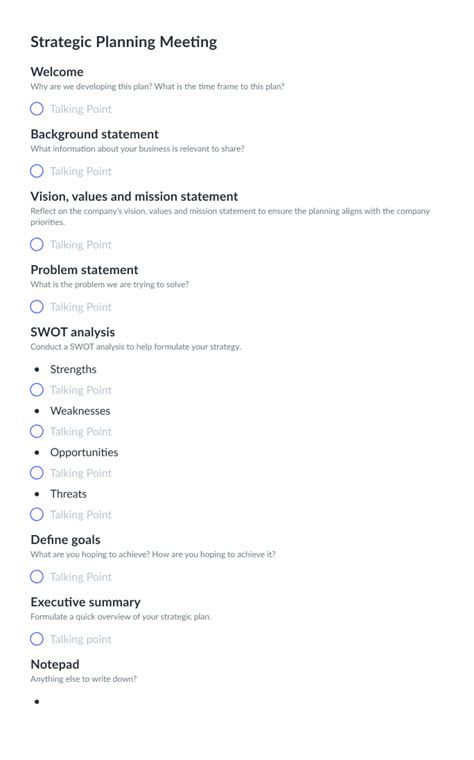 Strategic Planning Meeting Template | Fellow.app