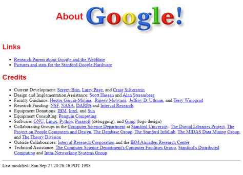 Google in 1998 - Web Design Museum