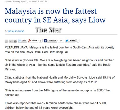 Dietitian Gee: Malaysia the Fattest Country in SE Asia