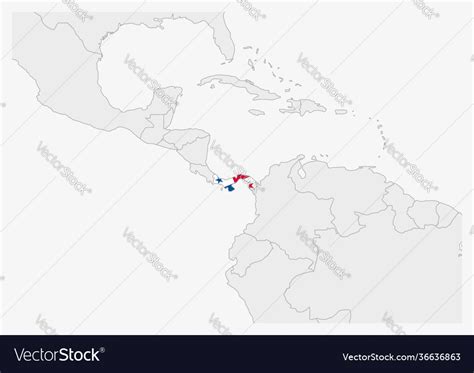 Panama map highlighted in panama flag colors Vector Image